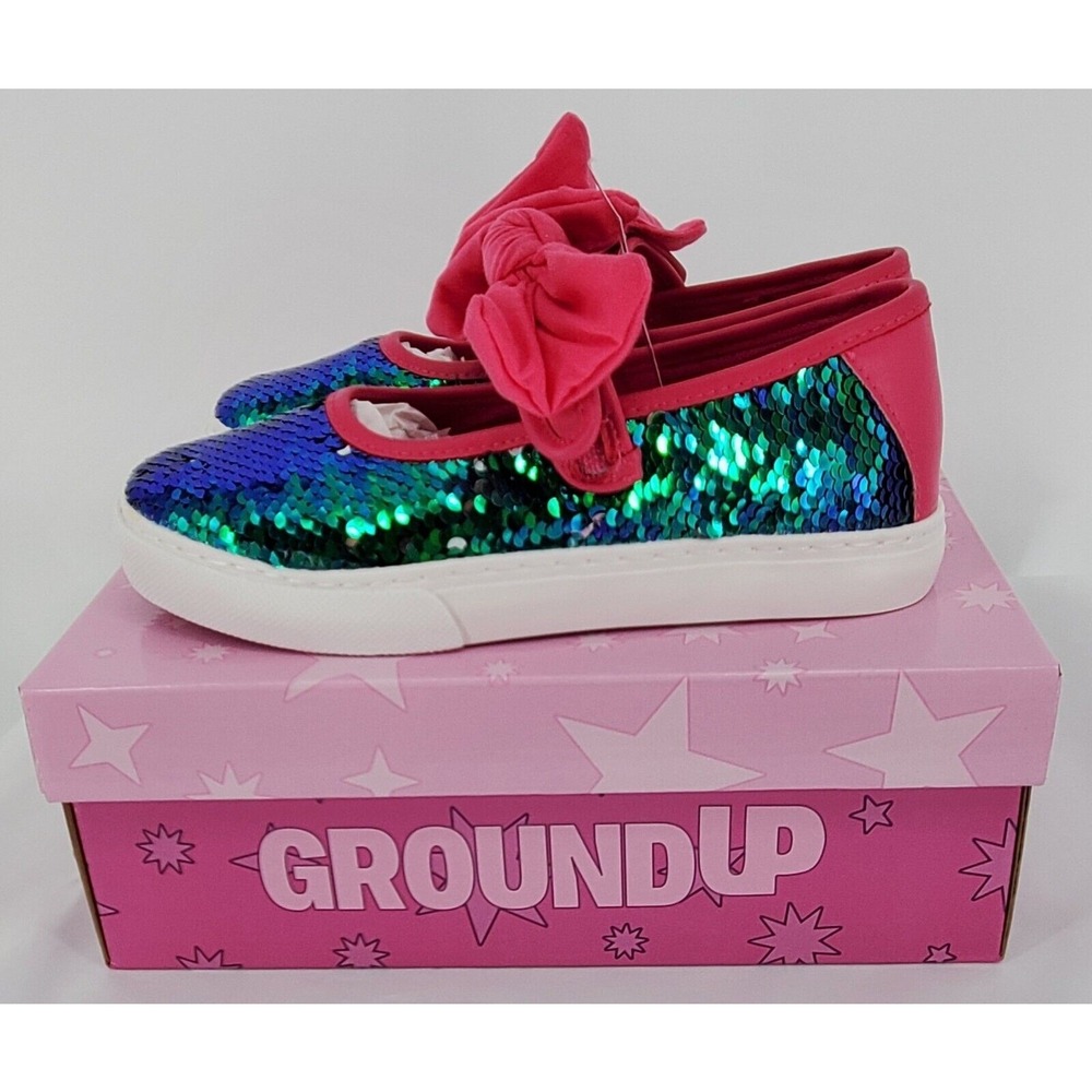 Ground Up Sequin Mary Jane Slip On Shoes with Bow Girls 3 Hot Pinkโ Purple Green